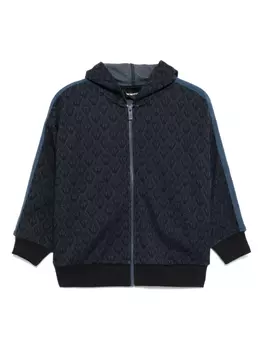 Худи на молнии с монограммой Emporio Armani Kids, синий