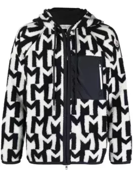 Худи на молнии с монограммой MONCLER, синий