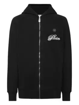 Худи на молнии с нашивкой-логотипом Philipp Plein, черный