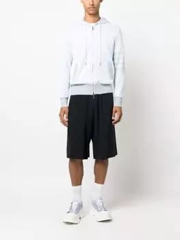 Худи на молнии с полосками 4-Bar Thom Browne, белый