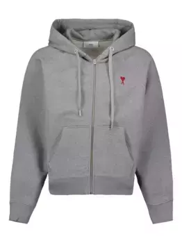 Худи на молнии с вышитой монограммой Ami de Coeur AMI Paris, серый