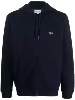 Худи на молнии с вышитым логотипом Lacoste, синий