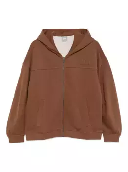 Худи на молнии с вышитым логотипом MAX MARA, коричневый