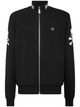 Худи на молнии с вышивкой Philipp Plein, черный
