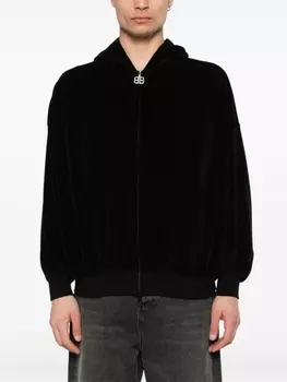 Худи на молнии со стразами Balenciaga, черный