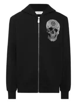 Худи на молнии со стразами Philipp Plein, черный
