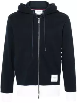 Худи на молнии со вставками Thom Browne, синий