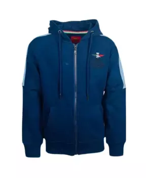 Худи на молнии во всю длину с вышитой трехцветной стрелкой Aeronautica Militare, синий