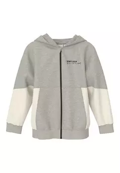 Худи NAME IT Zip-Up Hoodie NOKAS, цвет mottled grey