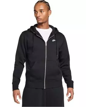 Худи Nike Club Full-zip Fleece Hoodie, цвет Black/Black/White