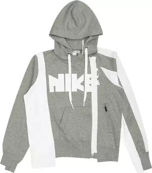 Худи Nike x Sacai Double-Zip Hoodie 'Dark Grey Heather/White', серый