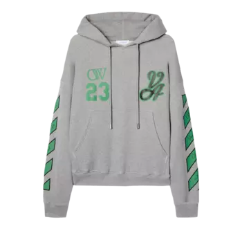 Худи Off-White 23 Varsity Skate 'Melange Grey/College Green', серый