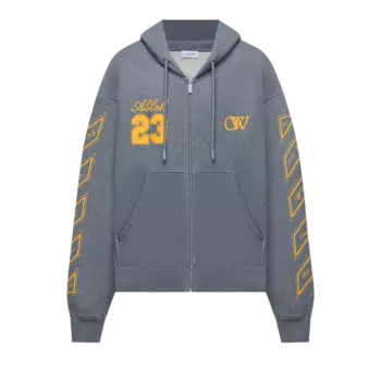 Худи Off-White 23 Zip Skate 'Melange Grey/Gold', серый