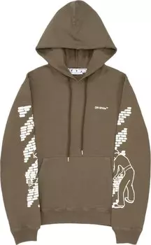 Худи Off-White Bricks Slim Hoodie 'Army Green/White', зеленый