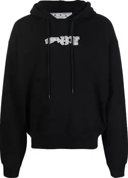 Худи Off-White Carlos Type Over Hoodie 'Black/White', черный