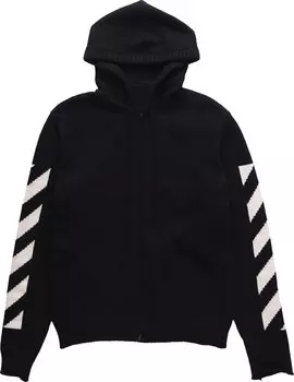 Худи Off-White Diag Arrow Knit Zip Hoodie 'Black/White', черный