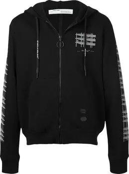 Худи Off-White Diag Indus Slim Zipped Hoodie 'Black / Silver', черный