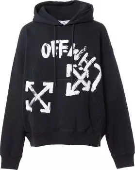 Худи Off-White Paint Script Skate Hoodie 'Black/White', черный