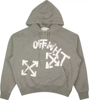 Худи Off-White Paint Script Skate Hoodie 'Melange Grey/White', серый