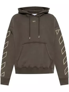 Худи Off-White с аппликацией в виде стрелы из хлопка, коричневый