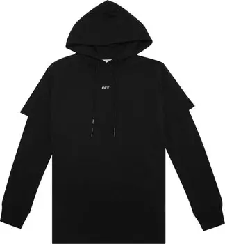 Худи Off-White Stencil Double Tee Hoodie 'Black//White', черный