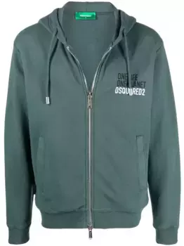 Худи One Life One Planet на молнии DSQUARED2, зеленый