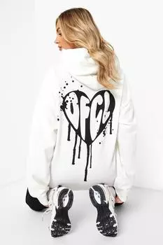 Худи оверсайз grafitti drip heart Boohoo, экру