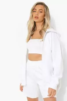 Худи оверсайз из переработки на молнии Boohoo, белый