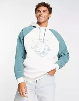 Худи оверсайз из серо-зеленого флиса с вышивкой ASOS DESIGN