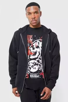 Худи оверсайз на молнии Boohoo, черный