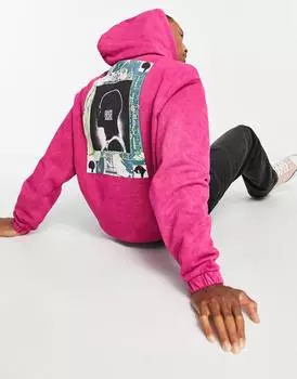 Худи оверсайз розового цвета с фотопринтом на спине ASOS DESIGN