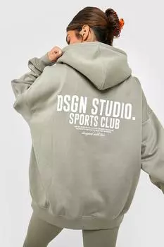 Худи оверсайз с лозницой sports club Boohoo, хаки