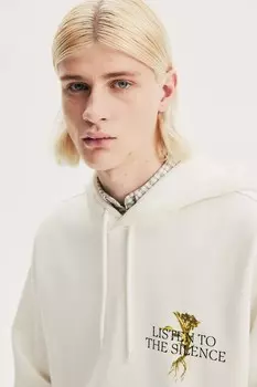 Худи оверсайз с принтом H&M, белый