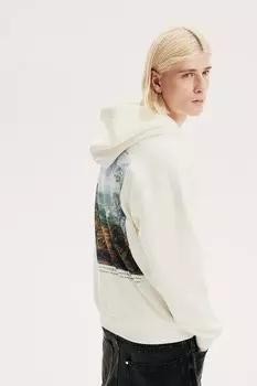Худи оверсайз с принтом H&M, бежевый