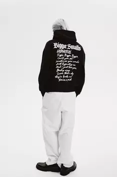 Худи оверсайз с принтом H&M, черный