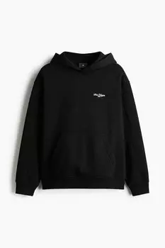 Худи оверсайз с принтом H&M, черный