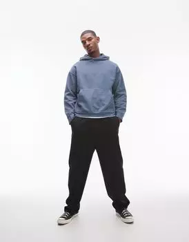 Худи оверсайз синего цвета Topman