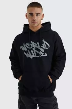 Худи оверсайз worldwide Boohoo, черный