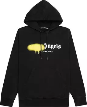 Худи Palm Angels Malibu Sprayed Hoodie 'Black/Fluo Yellow', черный