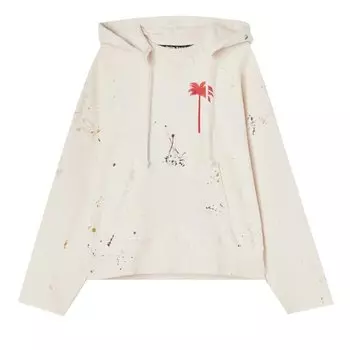 Худи Palm Angels PxP Painted Raw Cut Hoodie 'Off White/Red', белый