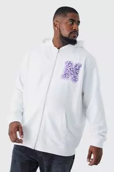 Худи plus florall m с принтом на молнии Boohoo, белый