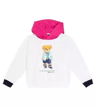 Худи polo bear из хлопкового флиса Polo Ralph Lauren Kids, белый