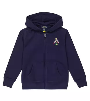 Худи polo bear из смесового хлопка Polo Ralph Lauren Kids, синий