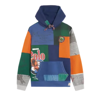 Худи Polo Ralph Lauren Patchwork Fleece 'Dark Cobalt', синий