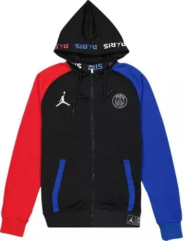 Худи Pre-Owned Air Jordan x Paris Saint-Germain Fleece Full Zip Hoodie 'Black', черный