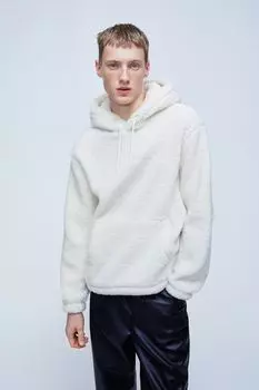 Худи Relaxed Fit с плюшевым мишкой H&amp;M, белый