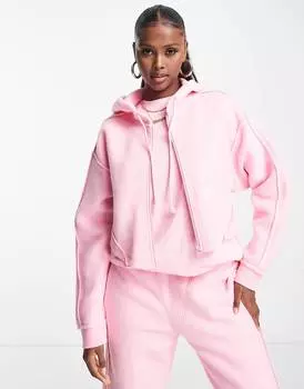 Худи розового цвета на молнии adidas Originals Luxe Lounge