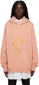 Худи розового цвета с изображением грибов Maison Margiela