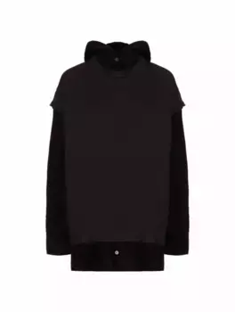Худи с эффектом многослойности MM6 MAISON MARGIELA, черный