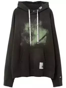 Худи с эффектом потертости и принтом Maison Mihara Yasuhiro, черный